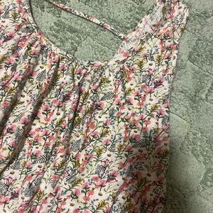 NATURAL LIFE Cream Floral Scoop-Neck Tank with Pink & Green Print